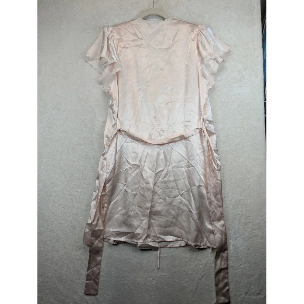 VTG Soft Moments NY women's M floral lace Pink long Sleeve Nightgown nylon maxi